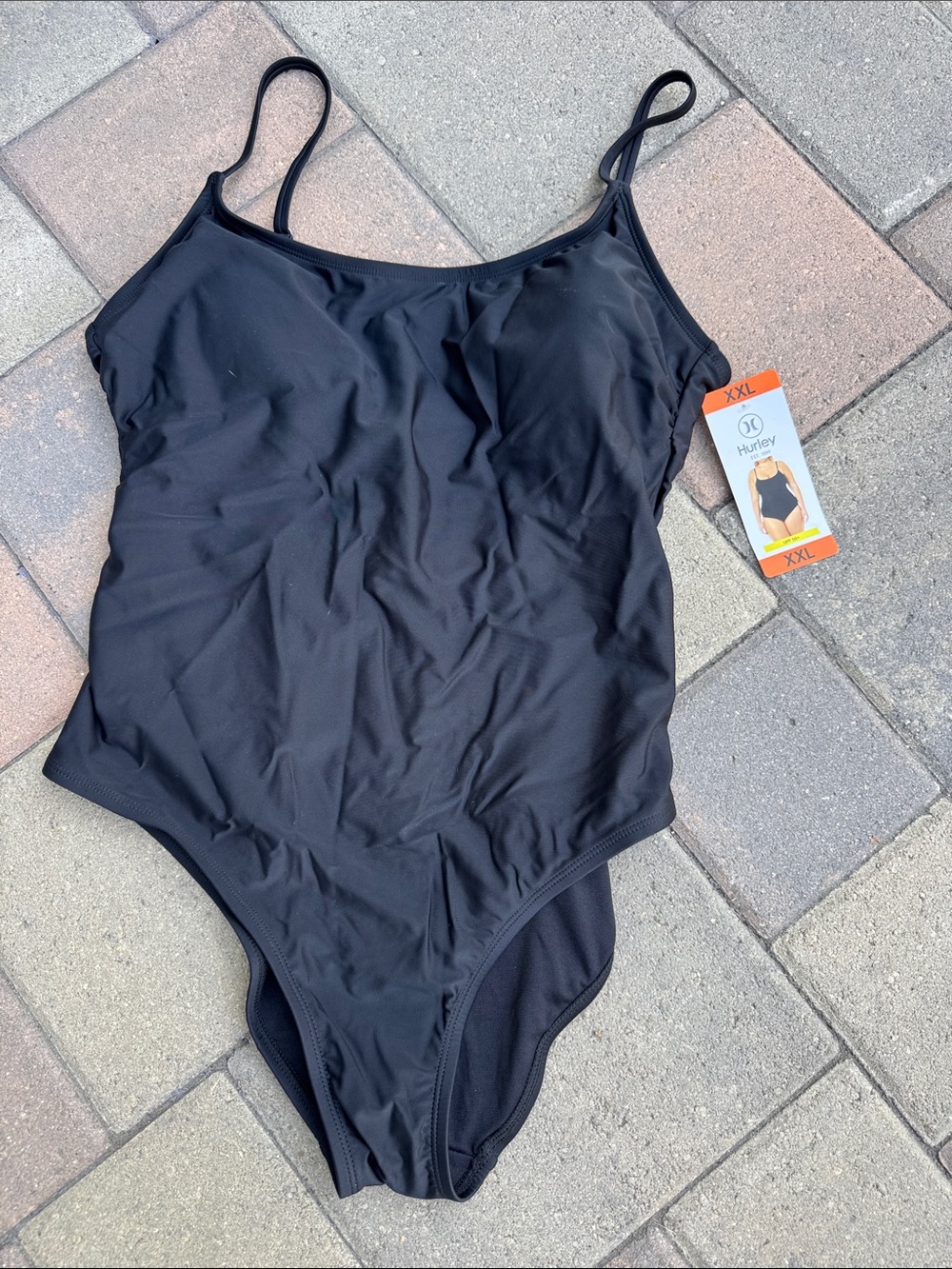 Hurley Black One-Piece Swimsuit with Slim Straps